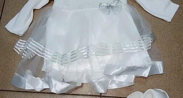 Baby Girl Christening Dress Set (4 Pieces) – Cotton Angel Outfit Multicolor (NB & One Size, All Seas