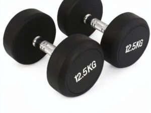 Round Rubber Dumbbells Set Combo 12.5kg – Heavy Duty Gym Weights for Strength Training, Home & Comme