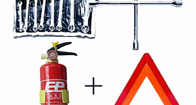 Automobile Safety Kit – Fire Extinguisher, Wheel Spanner & 8-Piece Spanner Set with Caution Sign
