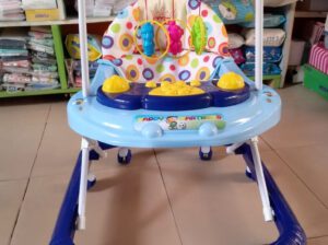 Movable Foldable Baby Walker with Hanging Toys – Adjustable Height, Padded Seat & Safety Wheels