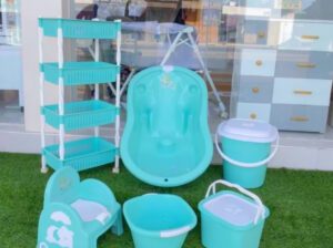 Foreign Baby Bath Set by Mothercare – Multicolor Plastic Baby Bathing Kit (Brand New)