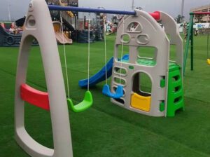 Big Swing Slide & Basketball Set – Outdoor Kids Playground Toy, Plastic & Rubber
