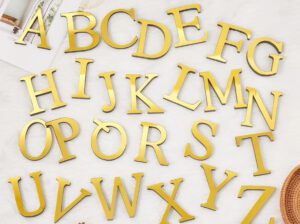A-Z Acrylic Alphabet Letters – Gold Decorative Letters with Self-Adhesive Backing