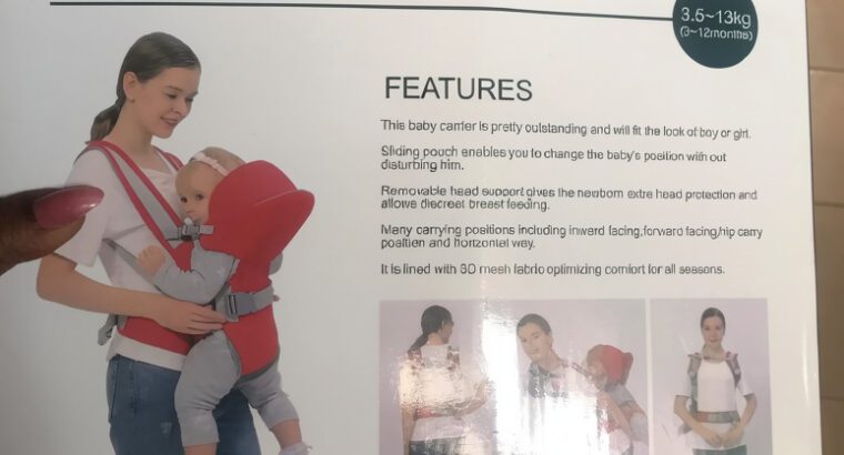 Baby Carrier with Hood – Adjustable, Comfortable, Red, Newborn to 12kg