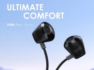 Oraimo Halo Airy OEP-650 Type-C Earphones – Premium Sound Half In-Ear Wired Earbuds, Black (Brand Ne
