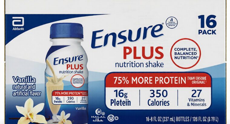 Ensure Plus Nutrition Shake Vanilla 24 Pack – High Protein Meal Replacement for Weight Gain & Immune
