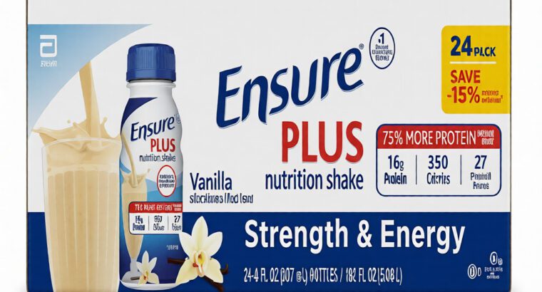 Ensure Plus Nutrition Shake Vanilla 24 Pack – High Protein Meal Replacement for Weight Gain & Immune
