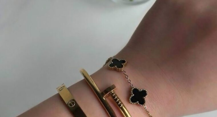 Women’s Gold Bracelet Set – Adjustable Elastic, Rose Gold-Plated, Fashion Jewelry