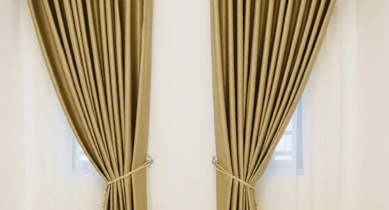 Premium Gold Blackout Curtain – Brand New with Installation Available