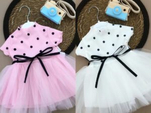 Princess White & Pink Baby Dress | Cotton, 3/4 Sleeve | Ankle-Length | Sizes NB-18M